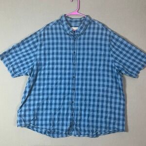 Faded Glory Shirt 3XL Cotton Blue Check0 Short Sleeve Button Down Fair